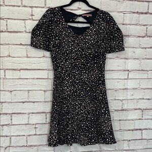 Rebecca Taylor Silky Heart Print Short Sleeve Keyhole Dress Size 2